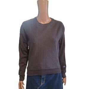 Champion Reverse Weave Size S Sweatshirt Womens Dark Gray Blank Crewneck Logo